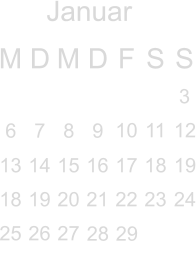 Januar M D M D F S S        3     10 11 12 13 14 15 16 17 18 19 18 19 20 21 22 23 24 25 26 27                          6 7 8 9                     28 29     